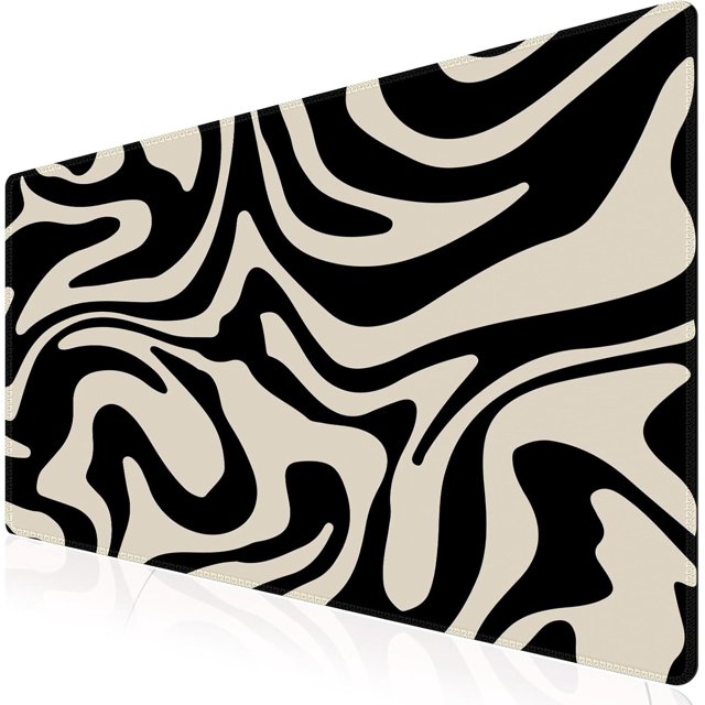Black Topographic XXL Desk Mat AntiSlip Big Mousepad with Stitched Edges, Keyboard Pad Mouse Mat for Computer, Cute Desk Pad for Desktop Decor, Ideal for Office Use