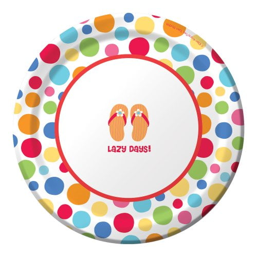 Creative Converting 8 Count Round Paper Dessert Plates, Lazy Days