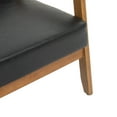 thumbnail image 5 of Loveseat Solid Wood Armchair, Modern Leather Upholstered Recliner with Non-Slip Footrest, Couple Seater Mini Sofa for Living Room Bedroom, Black, 5 of 9