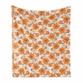 thumbnail image 1 of Orange Soft Flannel Fleece Blanket, Old Fashion Flowers in Full Blossom Damask Inspired Traditional Vintage, Cozy Plush for Indoor and Outdoor Use, 50" x 60", Orange Marigold Maroon, by Ambesonne, 1 of 6