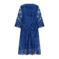 thumbnail image 5 of Efsteb Summer Dresses 2025 Plus Size Spring Dress for Women Lace Embroidered Sequin Round Neck Elbow Sleeve Wedding Guest Dresses (Blue,XXL), 5 of 7