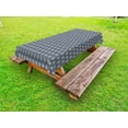 thumbnail image 1 of Japanese Outdoor Tablecloth, Attached Hexagons with Ornate Floral Figures Geometric Pattern, Decorative Washable Fabric Picnic Tablecloth, 58 X 104 Inches, Charcoal Grey Dark Blue White, by Ambesonne, 1 of 2