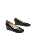 thumbnail image 2 of BURUDANI Women's Low Wedges Heels Closed Round Toe Pumps Comfortable Slip On Dress Work Wedding Shoes, 2 of 5