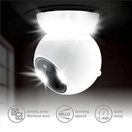 Amaryllo - Zeus Biometric Auto-Tracking Light Bulb Indoor Security Camera - White