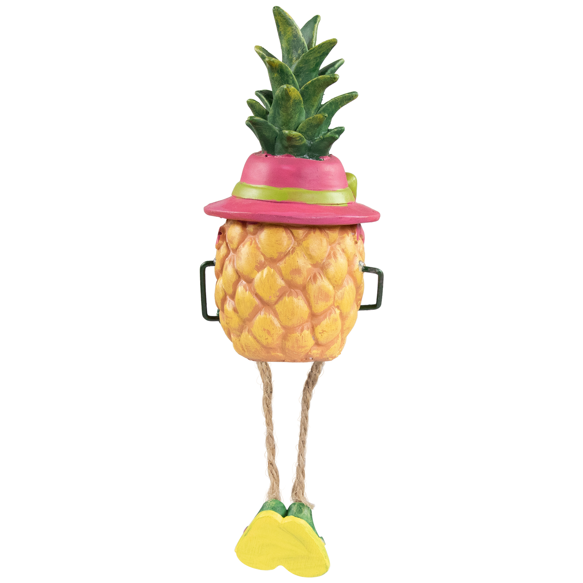 9" Summertime Dangling Leg Pineapple Girl Garden Statue
