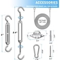 thumbnail image 3 of 44 Pcs Shade Sail Hardware Kit with 304 Stainless Steel Wire for Rectangle Square Shade Sail Installation,6 inch Sun Shade Sail Hardware for Garden,Outdoors,DIY Crafts B, 3 of 5