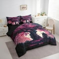 thumbnail image 4 of Manfei Tokyo Samurai Teens 7-Piece Twin Bedding Sets, Ancient Japanese Worrior Bedding Comforter Set, Pink Purple Cherry Blossoms Reversible Sheet Sets, Microfiber Bedroom Decor, 4 of 8