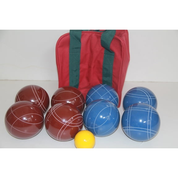 Italian/American Made, 110mm EPCO Bocce Set - Dark red and Blue Balls and Maroon/Green Bag