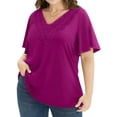 thumbnail image 2 of WellSize Women Plus Size Tops Dressy Lace V Neck Shirts Casaul Short Sleeve Tunic Blouses, 2 of 8