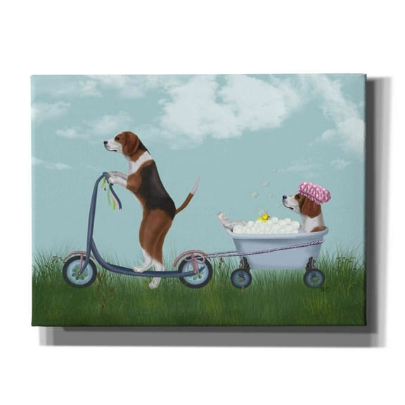 Epic Graffiti 'Beagle Scooter' by Fab Funky Canvas Wall Art, 54"x40"