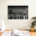 thumbnail image 3 of Elephant Stock Brooklyn Bridge Nightly Impressions Wall Art - Horizontal Canvas Wall Art - Living Room Wall Decor - Places Canvas - Gray And Black Decor By Melanie Viola - 12" x 8", 3 of 8