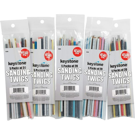 Keystone Sanding Twigs or Sticks Ideal for Woodworking Hobby Arts Crafts Models Mixed Grits and Lengths Cushioned Abrasive (5 pack)