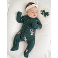 thumbnail image 3 of BemeyourBBs Baby Girls Christmas Outfit, Long Sleeve Candy Cane Footies Headband, 3 of 9