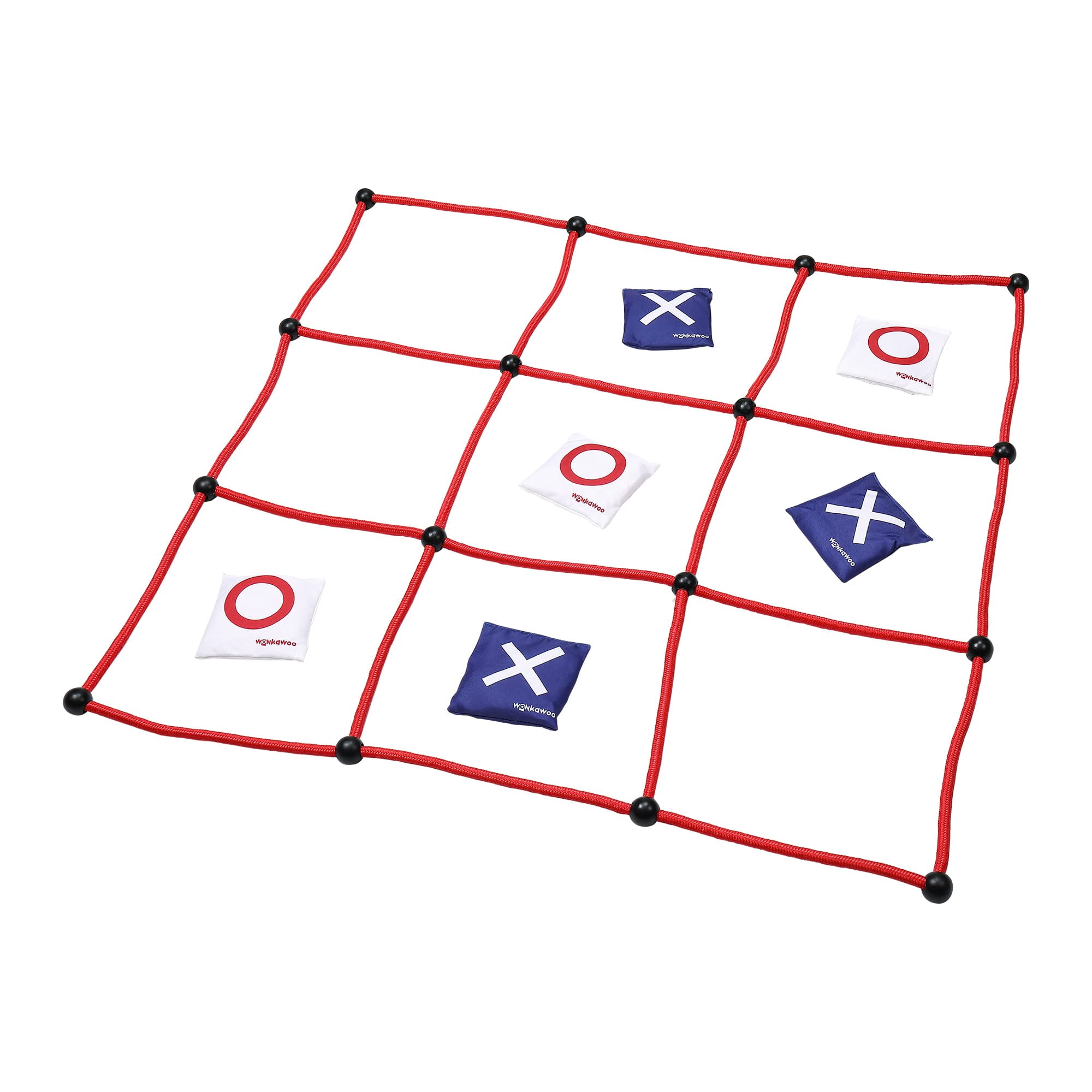 WonkaWoo Giant Tic Tac Toe Bean Bag Toss Game Playset, Large 3 ft x 3 ft Tic Tac Toe Rope Grid, Outdoors Lawn Yard Game for Family and Kids