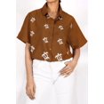 thumbnail image 4 of HAPPY BAY Women's Casual Blouse Shirt Solid Blouses Button Up Short Sleeve Dress Tops Tee Shirts Hawaiian Dresses for Women S Coffee_AD592, 4 of 4