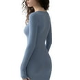 thumbnail image 3 of DcoolMoogl Women Bodycon Maxi Dress Solid Color Knitted Ribbed Square Neck Long Sleeve Sexy Elegant Evening Party Formal Dress, 3 of 4