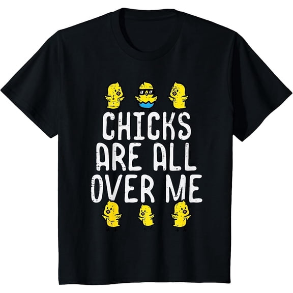 Kids Easter Chicks Are All Over Me Funny Boys T-Shirt, T-Shirt for Kids Youth, 180gsm, 100% Cotton