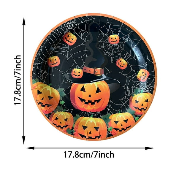 Costeam 20Pcs Halloween Party Supplies Halloween Tableware Sets Pumpkin Paper Plates and Napkins Witch Skeleton Cobweb Theme Dinnerware for Halloween Party Kitchen Dining Decor