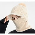 thumbnail image 4 of Women One Piece Slouchy Fleece Beanie Hats Scarf Mask Warm Winter Knitted Hat Thick Skull Ski Cap, 4 of 5
