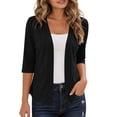 thumbnail image 2 of Stamzod Summer Light Weight Cardigan Women Dressy Casual 3/4 Sleeve Open Front Cardigans Fashion Clothing Black L, 2 of 7