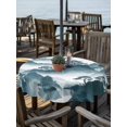 thumbnail image 2 of Outdoor Tablecloth with Umbrella Hole Zipper Teal Mountain Forest Round Tablecloth 60" Waterproof Outside Table Cloth Retro Garden Nature Landscape Patio Table Cover Tablecloths for Picnic Party, 2 of 8