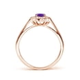 thumbnail image 2 of ANGARA Natural Amethyst with Diamond Halo Ring in 14K Rose Gold for Women, Girls Ring Size-8 (Stone Grade-AAA, Size-6x4mm) February Birthstone Jewelry Gift for Her Birthday, Wedding, Engagement, 2 of 9