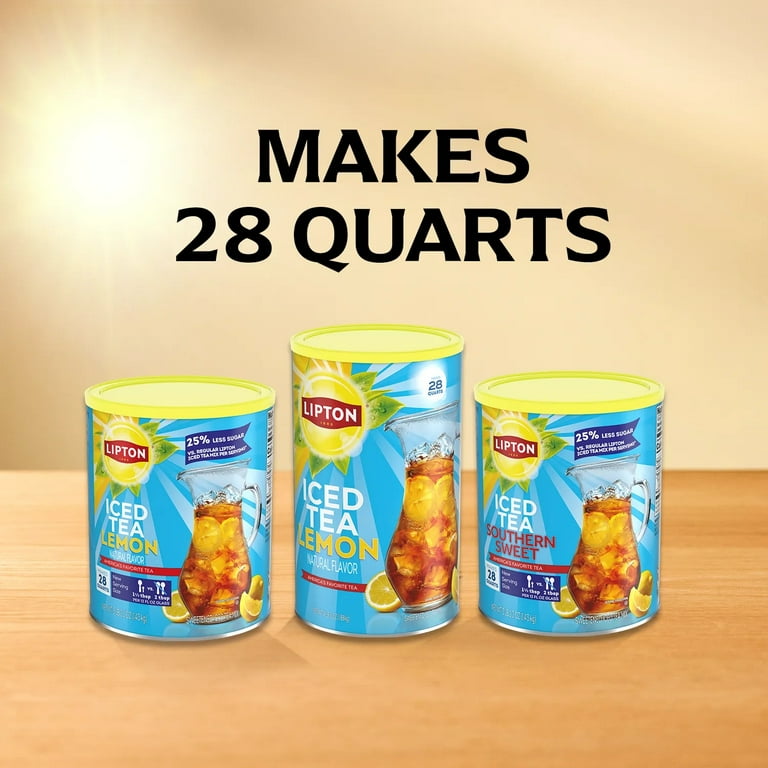 Lipton Lemon Iced Tea Mix, Makes 28 Quarts, Instant Powdered Drink