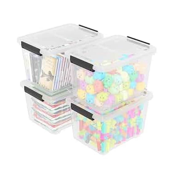 30 Quart Storage Bins with Lids & Wheels, 4 Pack - Clear Plastic Totes for Organization - Bedroom, Kitchen, Living Room - Durable Stackable Containers