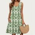 thumbnail image 6 of Viikei Summer Dresses for Women Sleeveless,Women Casual Loose Summer Printed Dress Sleeveless V-neck Top/shirt Set Green M, 6 of 6