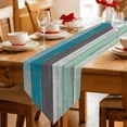 thumbnail image 2 of Table Runners 120 Inches Long, Turquoise Wooden Grain Cotton Linen Kitchen Dining Coffee Table Runner for Party Home Decor, Country Vintage Mottled Stripes Tabletop Dresser Scarves 13x120 Inch, 2 of 9