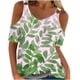 thumbnail image 1 of Camisas de Manga Corta para las Mujeres Blusa de Cuello Redondo de Impresión Casual, Top de Algodón de Imitación Ligero para el Hogar, el Uso Diario Y las Cuatro Estaciones, 1 of 4