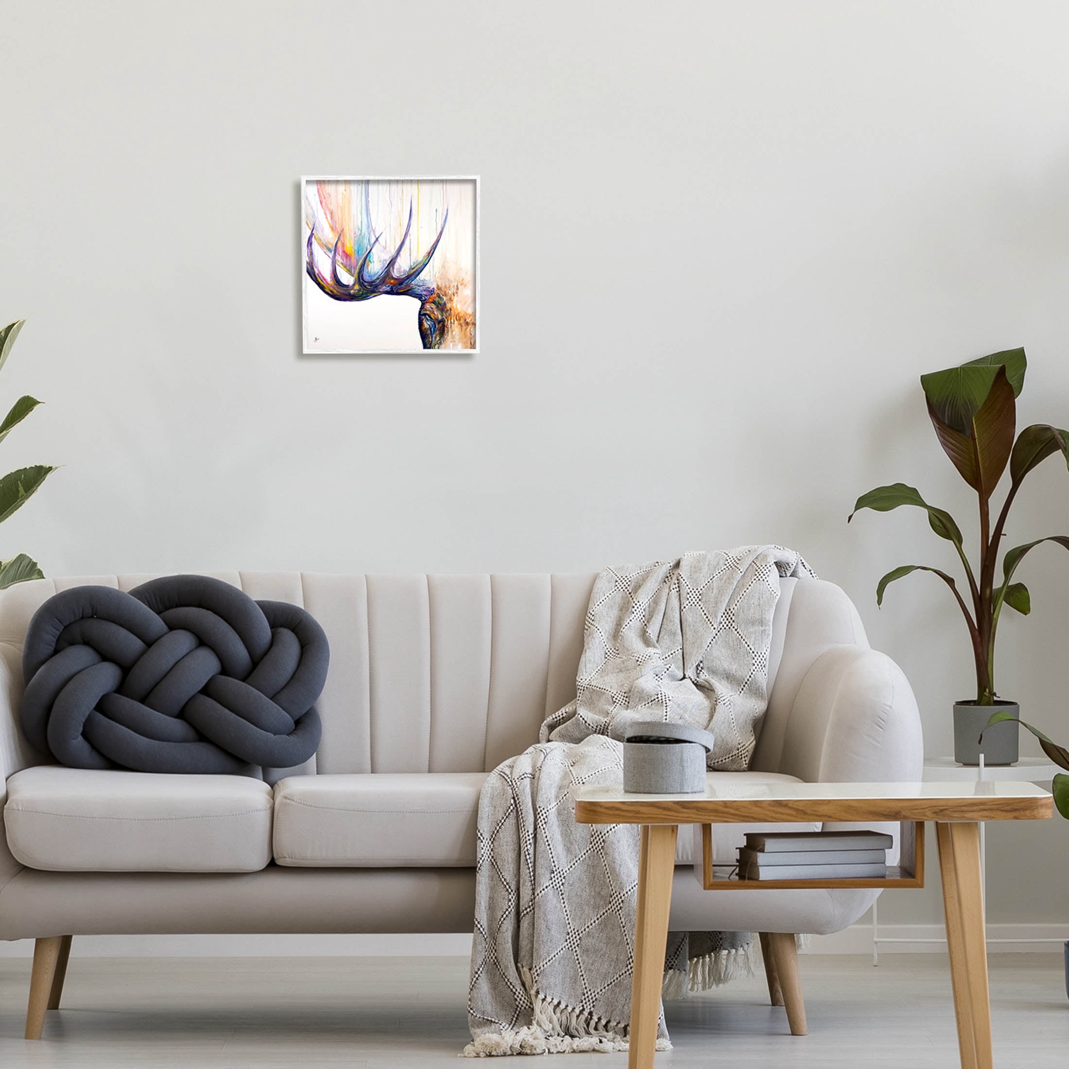Wildlife Elk Antler Portrait Animals & Insects Graphic Art White Framed Art Print Wall Art