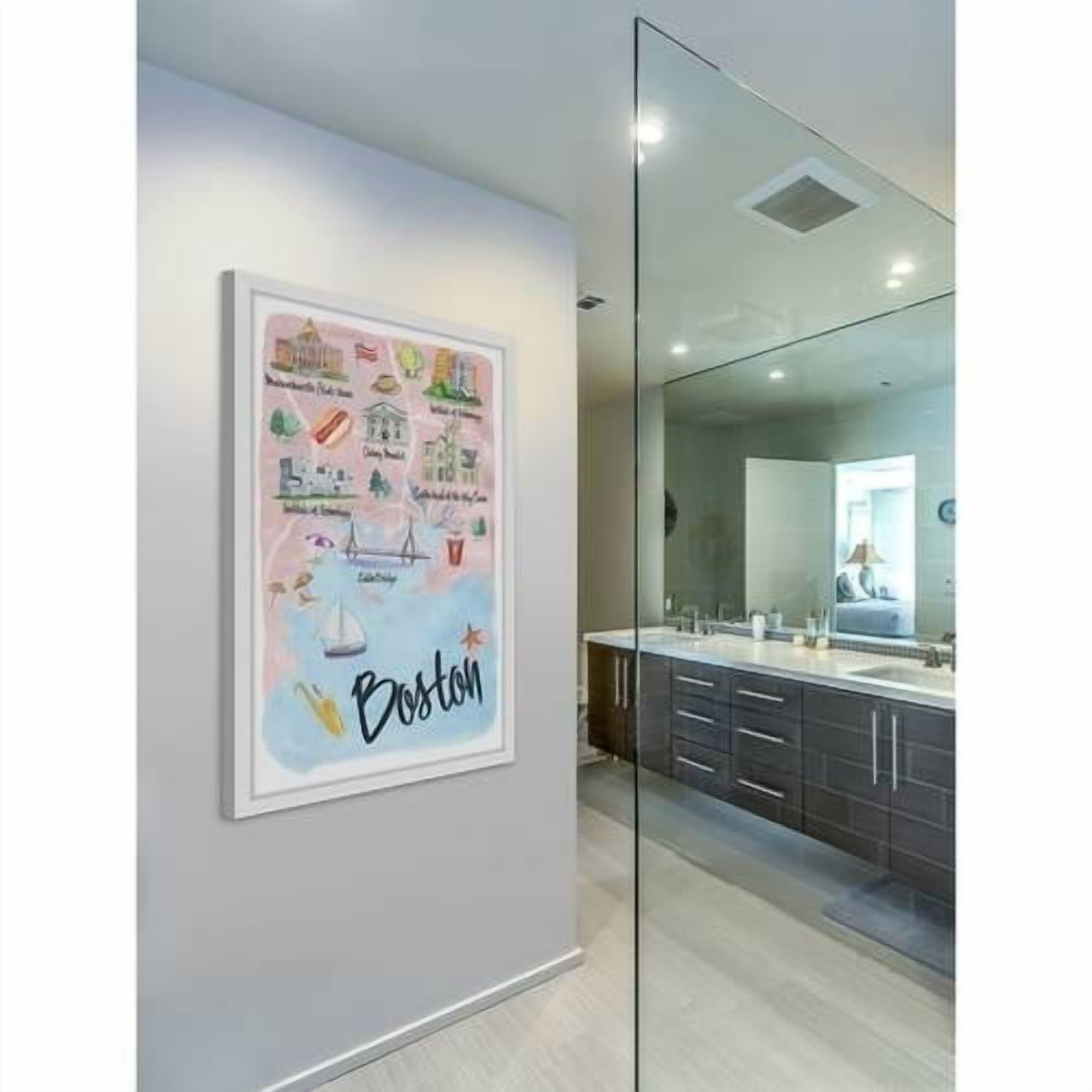 "I Love Boston" Framed Painting Print