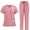 02-Pink, variant on Scrub Sets for Woman Solid Color V-Neck Short Sleeve Long Pants Nurse Uniform with Pock Black S