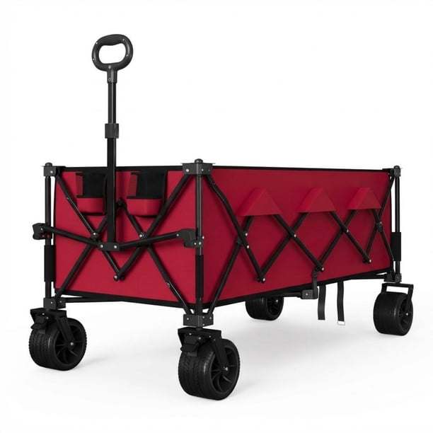 Garvee Carros Wagons Plegables Extralargos 54 x 29 x 42", Ruedas Todo Terreno, Portavasos, Rojo