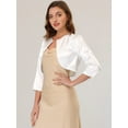 thumbnail image 2 of DARING DIVA Women's Satin Cardigan Bolero Shrug Tops XS White, 2 of 5
