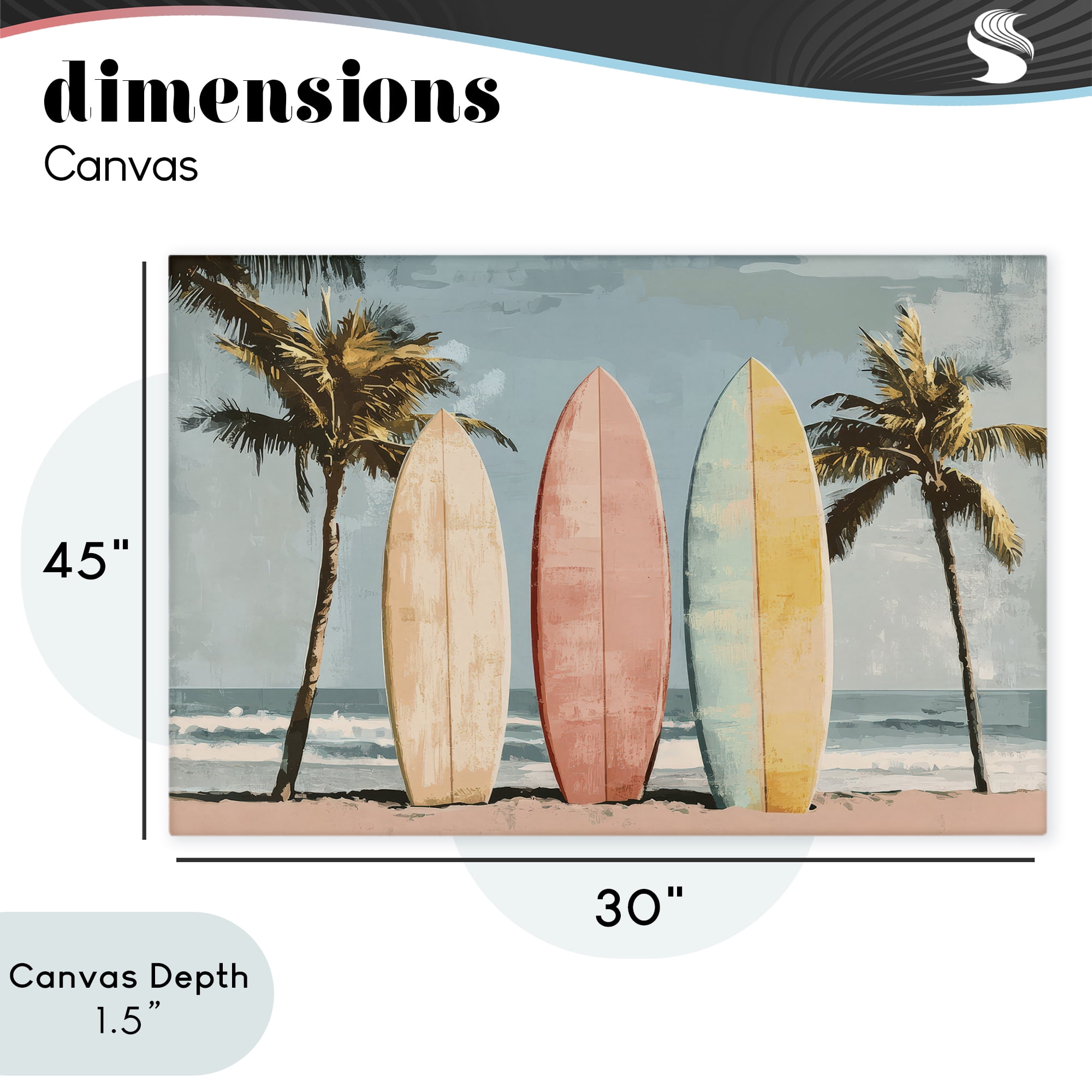 Stupell Industries Paradise Surfboard Trio Canvas Wall Art, design by Petal Prints Design
