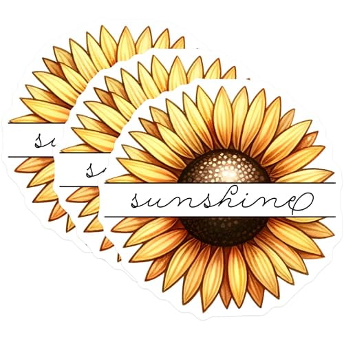 (3 Pack) Sunshine Sunflower Decals - Floral Stickers - Laptop Decoration - 3 Inches On Longest Side - Easy Peel & Apply - Made in USA - 3MCS6746