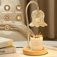 thumbnail image 3 of Candle Warmer Lamp | Flameless Wax Melt Warmer with Timer & Dimmable Light | Lily of the Valley Amber Glass Home Decor | Gift for Women & Mom, 3 of 6