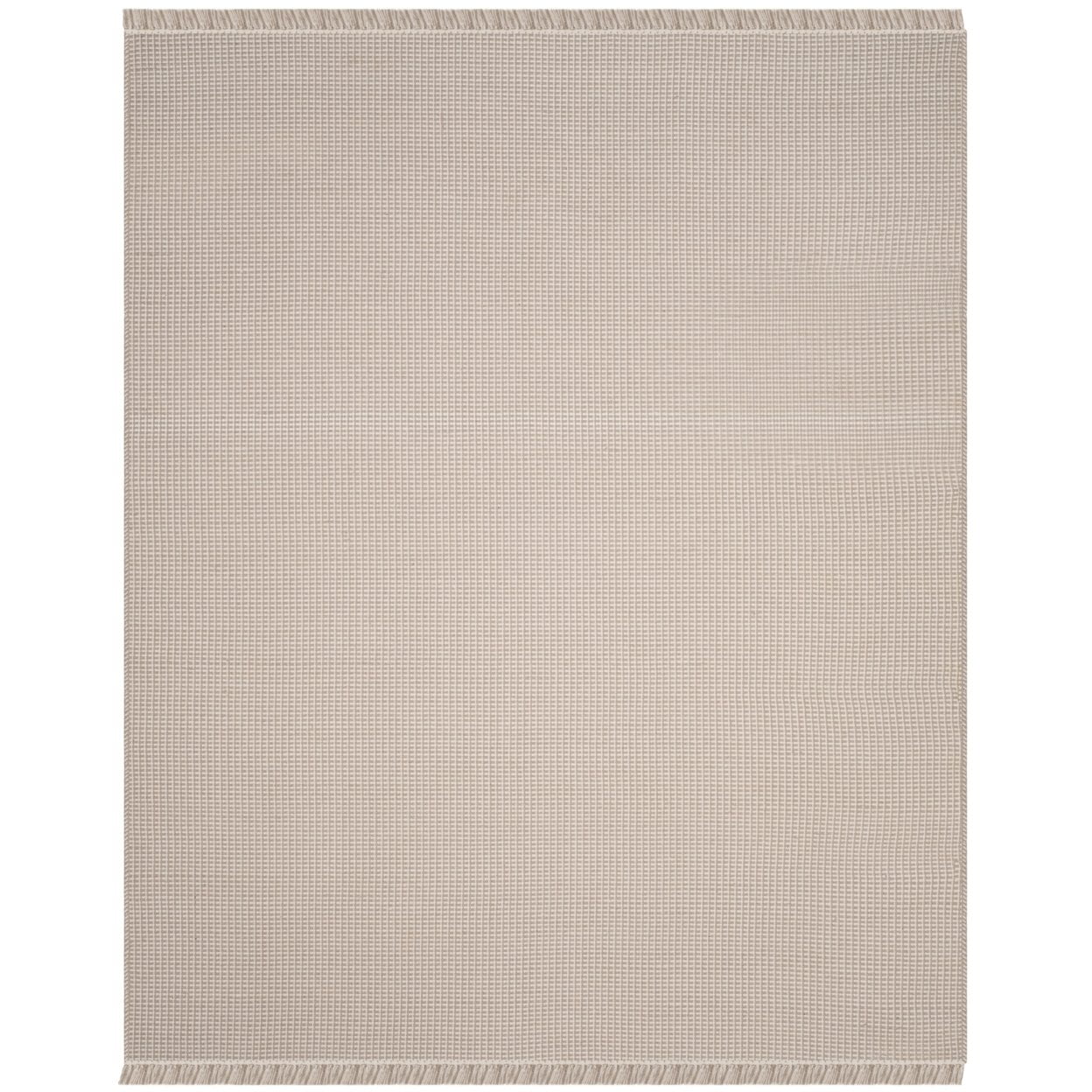 SAFAVIEH Montauk Patton Geometric Cotton Area Rug, Ivory/Grey, 4' x 4' Round