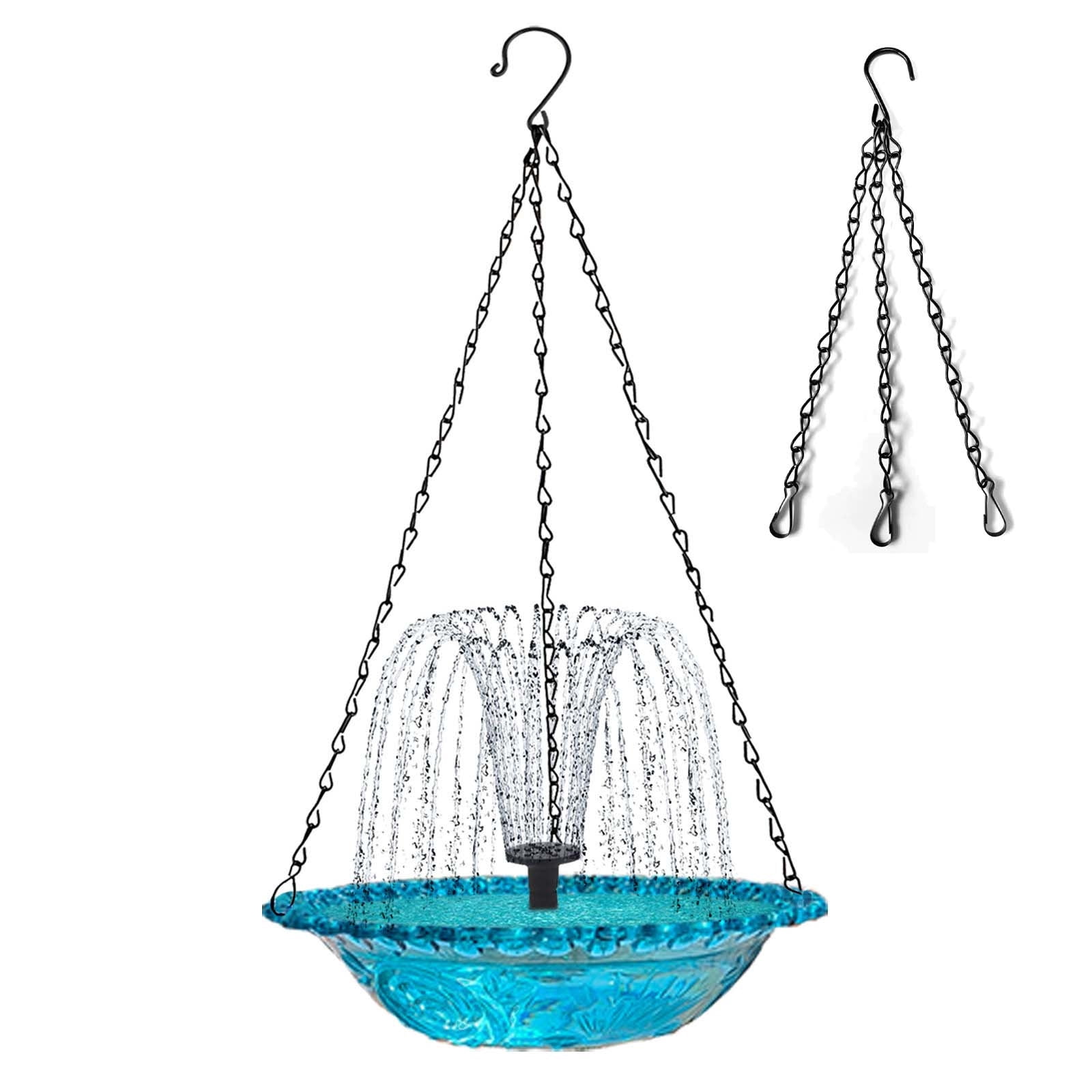 Solar Fountain BirdBath, Outdoor Hanging Bird Bath Fountain, Garden Hanging Hummingbird Bath Bowl Bird Shower with 7 Nozzles for Garden Lawn Yard