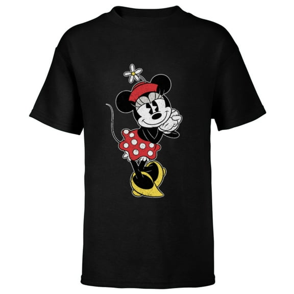 Disney Vintage Minnie Mouse Sweetheart Pose - Short Sleeve T-Shirt for Kids - Customized-Black
