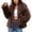 Coffee, variant on Levmjia Women's Faux Fur Coat Lapel Collar Long Sleeve Winter Warm Outerwear Fluffy Plush Jacket Open Front Solid Color