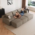 thumbnail image 4 of EHANCIS 95" L-Shaped Boneless Modular Sectional Sofa,Cloud Couch with Right Chaise & 3 Movable Ottomans,Deep Seat Corduroy Corner Sofa for Living Room,No Assembly, 4 of 6