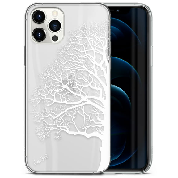 Case Yard iPhone-12-Pro-Max Case Clear Soft & Flexible TPU Ultra Low Profile Slim Fit Thin Shockproof Transparent Bumper Protective Cover Drop Protective Cell Phone Cases (Half Tree)