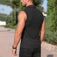 thumbnail image 5 of Men's Sleeveless Tank Top Polyester Spandex Blend, Pullover Muscle Vest Turndown Collar, Quick Dry Breathable Casual Workout Streetwear Active Summer | Zenithor,Black L, 5 of 9