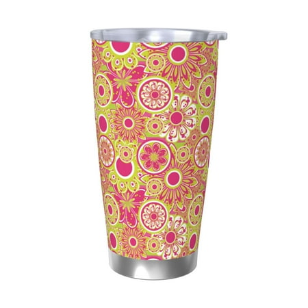 

Zeuib Yellow Flowers Printed 20oz Stainless Steel Insulated Car Cup Stainless Steel Thermal Cup Vacuum Insulated Leak-proof Travel Mug Cup-Without Straw