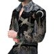 thumbnail image 1 of Camisa de manga larga con solapa para hombre , con gráficos de líneas claras y relámpagos, ropa informal de calle vintage para exteriores, ropa para hombre de talla grande, 1 of 6