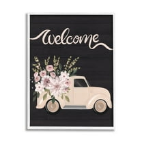 Floral Welcome Country Truck Transportation Graphic Art White Framed Art Print Wall Art