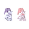 thumbnail image 3 of Gupgi Ensemble Robe Florale d'Automne pour Petite Fille 2-8T, Robe Débardeur à Col Rond avec Nœud + Cardigan à Volants Côtelé, 3 of 9